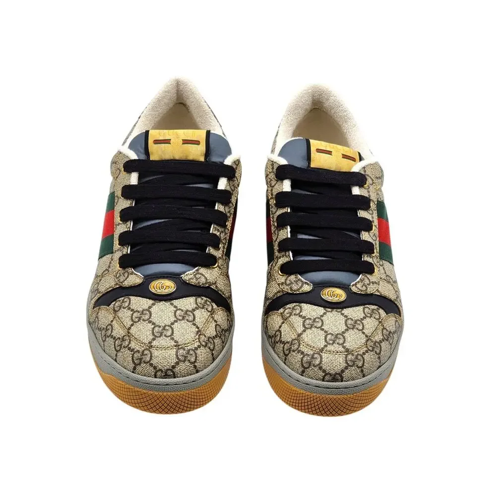 Gucci Screener GG Supreme Web Low Top Sneakers Beige Ebony US 12 EU 45 - NWB